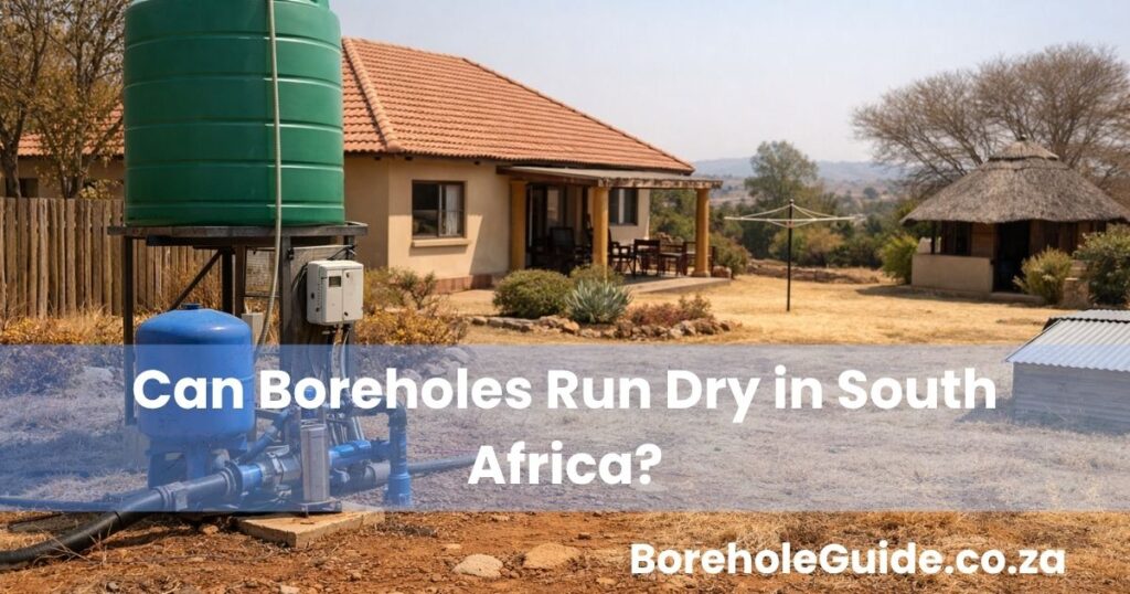Residential borehole water system on a South African property during dry conditions