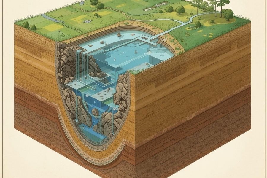 Do You Need a Permit to Drill a Borehole in South Africa? 5 underground aquifer diagram showing borehole water extraction