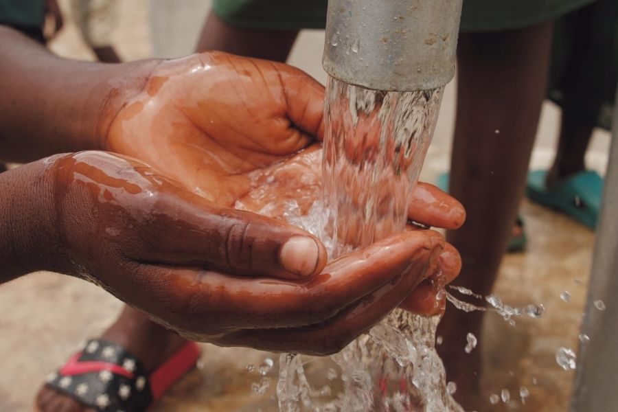 water flowing from borehole