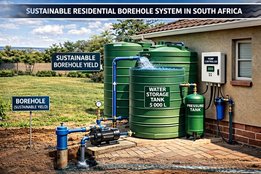 Borehole Yield Per Hour Explained in South Africa 4 Residential borehole pump and pressure system matched to borehole yield in South Africa