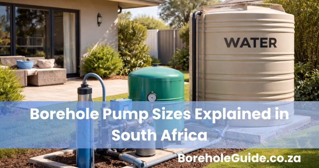 Residential borehole pump system sized for a South African home with tanks and pressure equipment