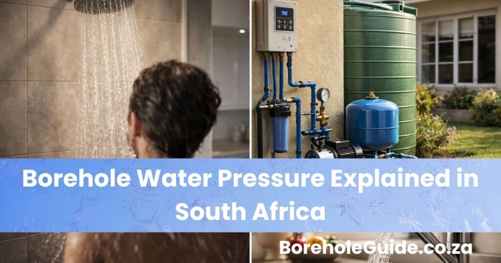 Residential borehole water system with strong household pressure at a South African home